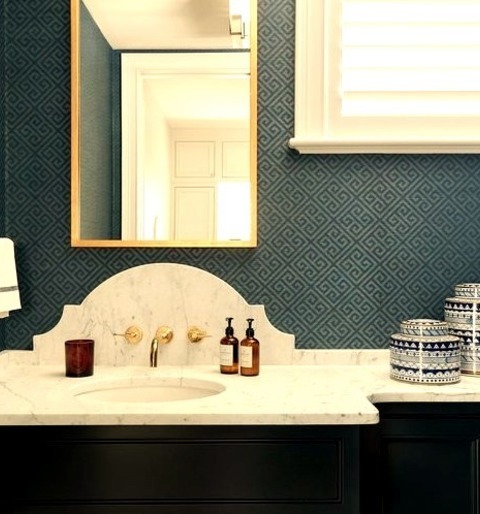 Transitional Powder Room - Powder RoomExample Of A Transitional Porcelain Tile And Gray Floor Powder