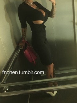 fnchen: One of the things I love most about my boobs is the side view of them. I love wearing this dress in a conservative setting and have all the old couples stare and whispering about me. Bet the guys would love to get a blowjob from such a kinky fuck