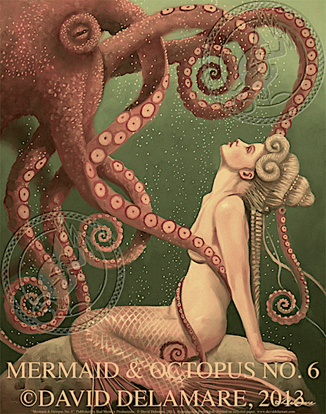 mermaidenmystic: some of the Mermaid and Octopus series by David Delamare (American artist, 1951-201