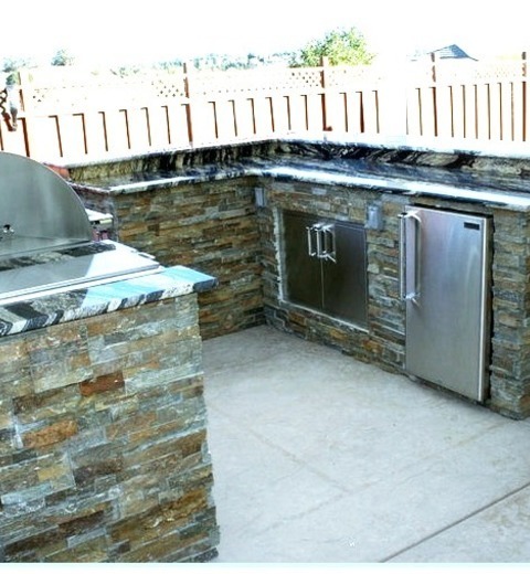 Pergola - Contemporary PatioInspiration For A Mid-sized Contemporary Backyard Concrete Patio Kitchen