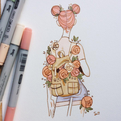 sibyllinesketchblog:Flowery girlsFrom my instagram @sibylline_m