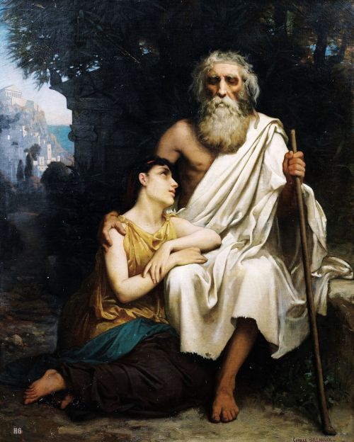 hadrian6:Oedipus and Antigone.  Camille Felix Bellanger. French 1853-1923. oil/canvas.hadrian