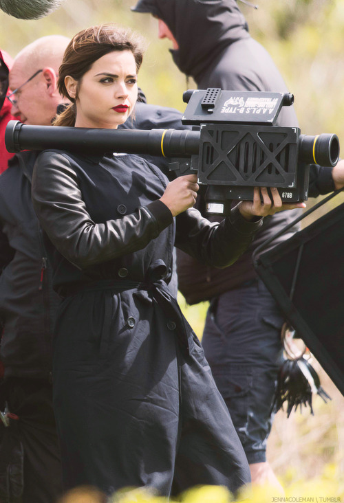 jennacoleman:  Jenna on set filming Doctor Who Series 9 in Barry, South Wales - 18th