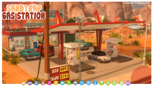 magalhaessims:SANDTRAP GAS STATION + CC LINKS (LITE CC) A place where your Sims can stop by to shop 