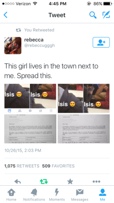 addicted–to-healthy:  birdyally:  crucialnudes:  sourpatchsocrates:  I just saw this on Twitter. This happened in my township. This is ridiculous. Someone snapchatted this girl and called her Isis because of what she was wearing and the school district