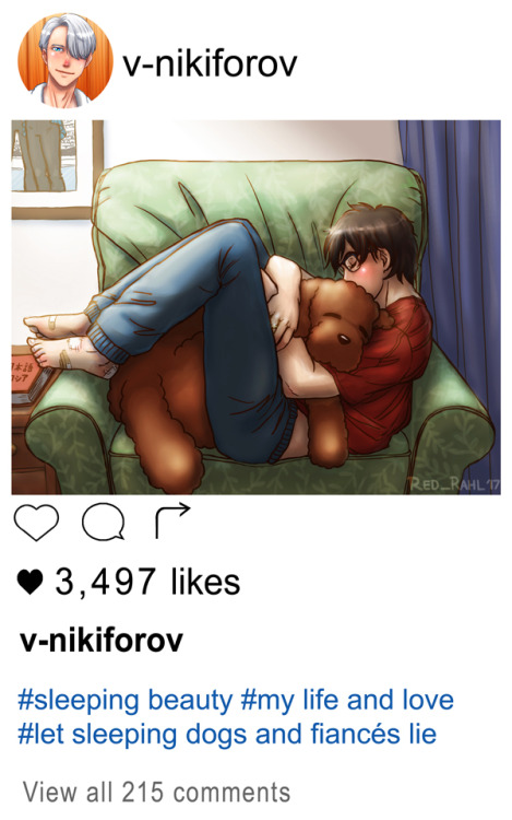 A napping Yuuri, as captured by his smitten fiancé.  Victor, what did you do to your Katsudon? (Refe