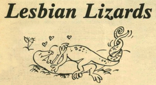 lesbianherstorian: clipping from the lesbian tide vol. 9 no. 5, illustrated by roberta gregory, marc