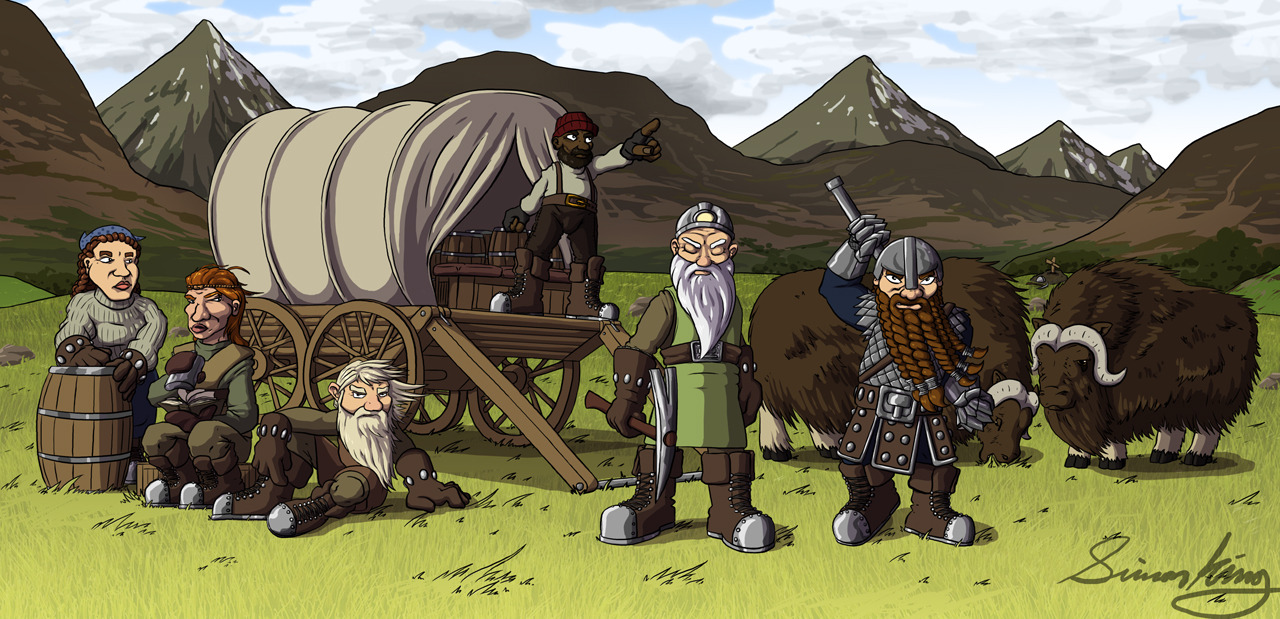 magicalmistermorgo:  The Founding of a Fortress Seven Dwarves strike the earth, settling