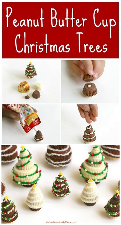 rainbowsandunicornscrafts:DIY Peanut Butter Cup  Christmas TreesMake all sizes and colors of candy C