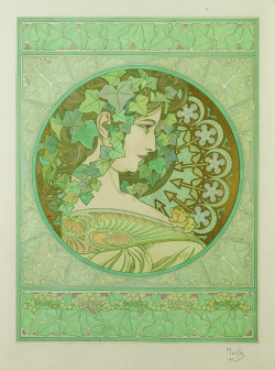 amare-habeo:      Alfons Mucha (Czech, 1860 - 1939)  The Ivy, 1901 Watercolor on paper 