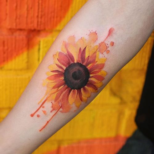  — Watercolor Sunflower Tattoo Artist: Joice Wang...