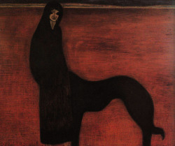 veenin:   Leon Spilliaert   Young woman with dog1913SImple, frugal artwork with very strong Munch vibes.