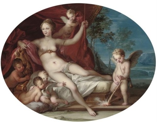 Ignazio Stern  (1679-1748)Venus reclining with Cupid and putti disporting