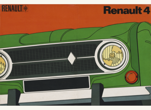 Cover design of brochures for the Renault range, 1970s. It is the backside and front page. Unknown a