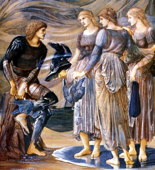 saveflowers1:Art by Edward Burne Jones (1877) ”Perseus and the Sea Nymphs.”