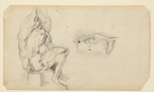 harvard-art-museums-drawings: Study of an Ecorché and a Man’s Face in Profile; verso: S