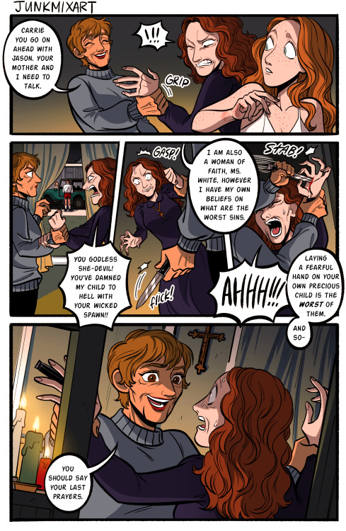 Ms. Voorhees vs. Ms. White! Here’s part 2 of the Camp Counselor Jason and Carrie crossover!  T