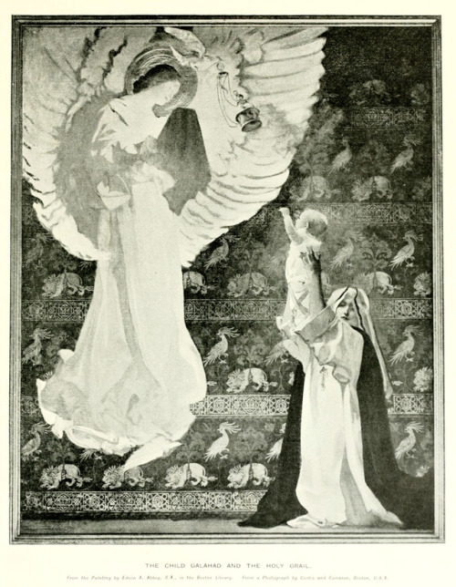 thefugitivesaint:Edwin Austin Abbey (1852-1911), ‘The Child Galahad & The Holy Grail’, “The Maga
