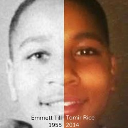 blaqueivy:  black-as-the-moon:  thisiseverydayracism:  Emmett Till &amp; Tamir Rice: Two innocent black kids murdered 59 years apart.  Both juries refused to even indict, let alone convict, white criminals who were clearly witnessed committing the crimes.