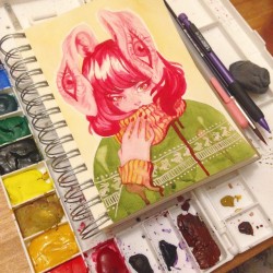 jenleesketchbook:  Little late night paintings, another 12 hour work day complete. I will be taking another photo of this lass when it’s day time. (￣Д￣)ﾉ 🐇🌿🌸 #art #anime #artwork #artshare #artist #artistsonig #pink #pinkhair #kawaii