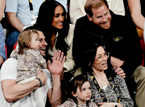 The Duke and Duchess of Sussex attend the volleyball on day two of the Invictus Games 2020 at Zuider