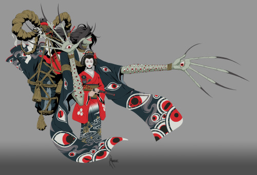 Shikigami: Yokai that serve the will of the individual who has summoned them, known as an Onmyouji.J