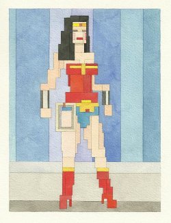 popsugartech:  8-bit watercolor Wonder Woman kicks ass. 