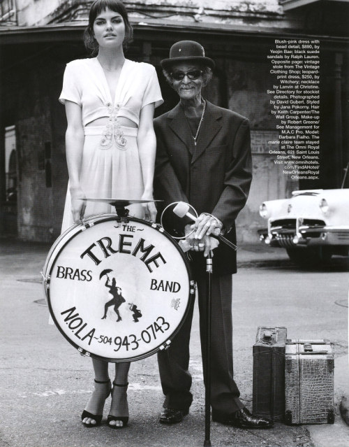Barbara Fialho with the drummer, the Treme Brass Band, in &ldquo;Jazz Age&rdquo; for Marie C