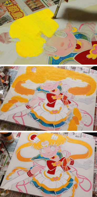 fullcourseme:  kawaiidildos:  madoka07:  2014 “Magical Girl” Acrylic paint, Canvas F10 17.91x20.86 exhibition work“Magical Girl Heroines: Sailor Moon and sailor senshi”http://www.facebook.com/events/658896564156271 Making video :) / Canvas art
