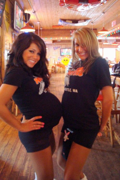 hyperpregnant:When you need to maintain your reputation for waitresses with big boobs, pregnancies can bring your averages up.