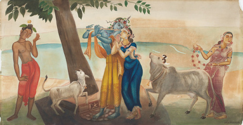 Radha and Krishna by Chowdhury Bishnupada Roy, Bengal