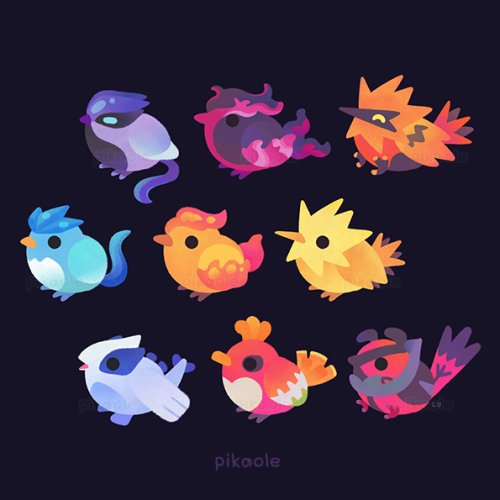 pikaole:Baby birds and Legendary birb[ Patreon / twitter / instagram / shop / Galaxy themes / LINE s
