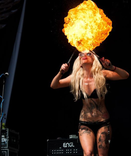 On stage at Masters Of Rock in the Czech, playing with fire!