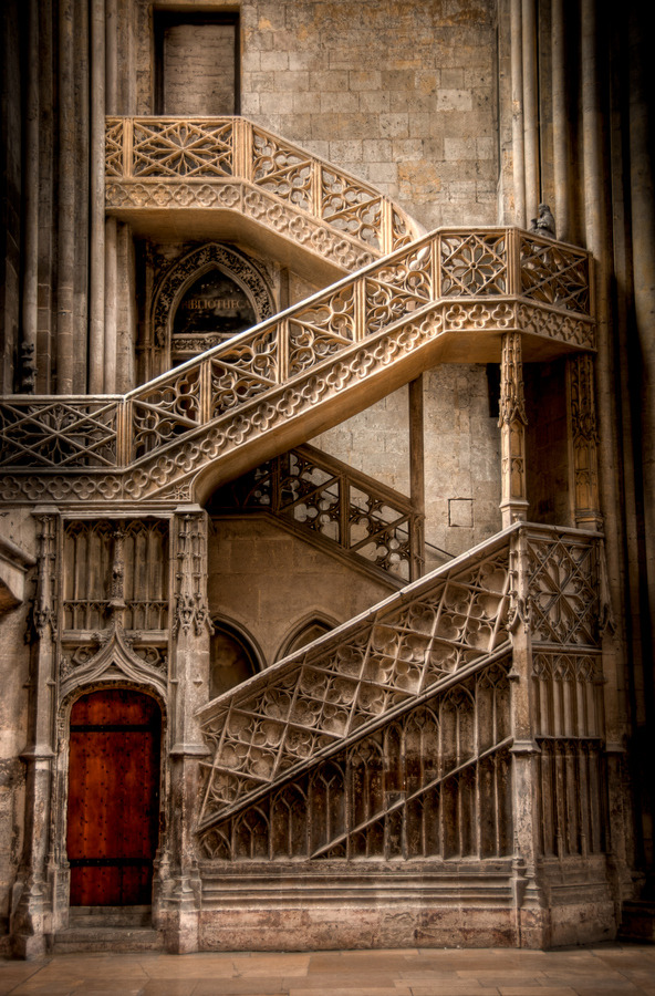 seraphica:Stone Staircase to the Library in Rouen Cathedral, France
