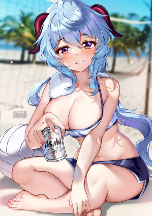Crack a nice cold one after a match of volleyball with Ganyu!  SquChan  VYUGEN@squchan-bloghttp