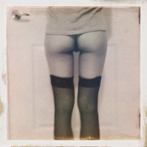 looking-wanting:Stockings and thigh gaps. Black n whites are fun 