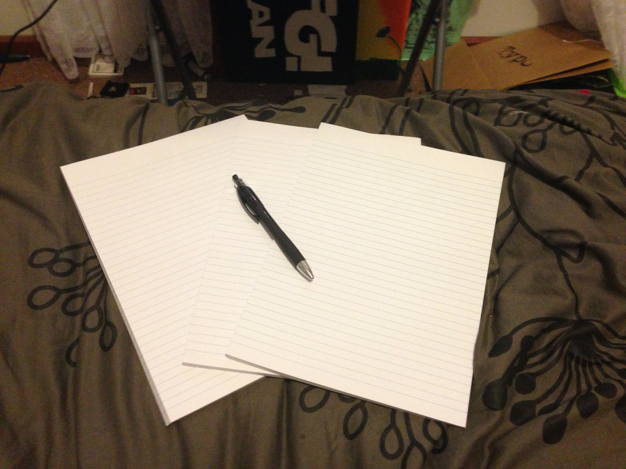 handpickedhappiness:  I just bought these three big notepads, and I am bored. For