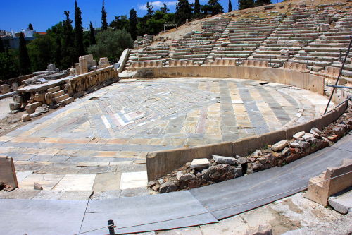 antinousresurrected:last-of-the-romans:Theatre of Dionysus in Athens. 4th century BC.  Seats wi