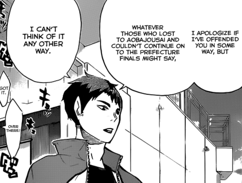 What was Ushijima doing with his hand here? Is it some way to say sorry or  pay respect in volleyball? This happened right after Tsuki came back from  infirmary. (Season 3 Episode