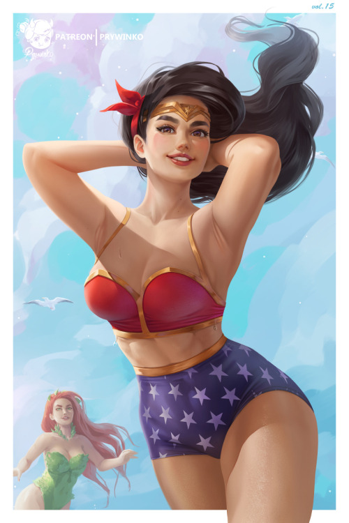Beach Queen: Wonder Woman prywinkowww.pixiv.net/artworks/83013895
