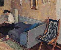 alongtimealone:            Willem Van Hasselt (Dutch, 1882-1963) - La couture dans la chambre. Oil on artist board, 15 x 18 in. (38.1 x 45.7 cm.).           