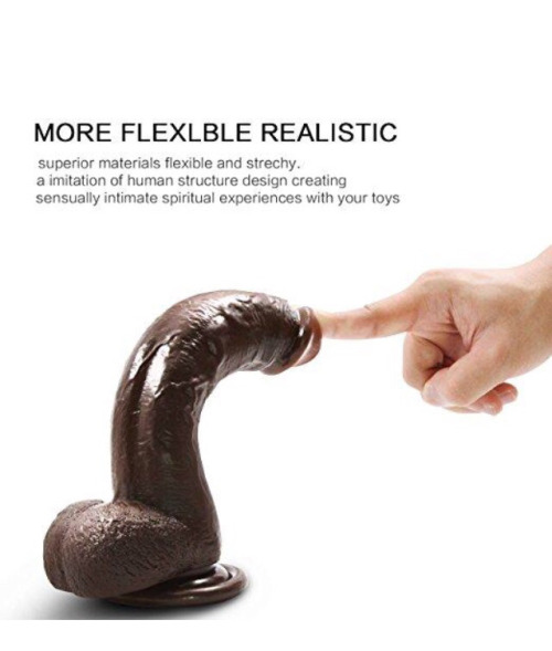 buttgrabnchamp:  Feel a nice dick inside you with this human like 8inch dildo to give you a nice ecstatic orgasm. It is very flexible and can bend very easily when you are riding it .It feels just like the real stuff with the veins very firm to stimulate