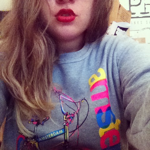 Love my new Amsterdam sweatshirt. #clothes #fashion #style #amsterdam #selfie #me #red #lips #hair #