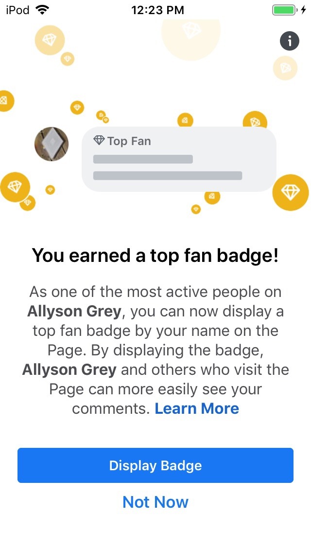 How to display top fan badge