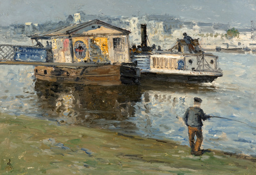 L'embarcadére sur la Seine, 1886. Frank Myers Boggs,1855-1926. Oil on canvas