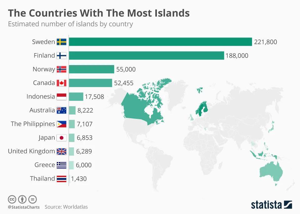 mapsontheweb: “Countries with the most islands. ”
