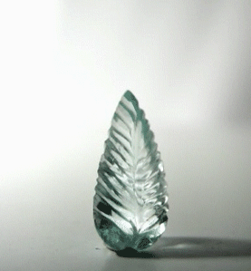 Aquamarine 27.61mm 21 Carat Carved Gemstone Leaf