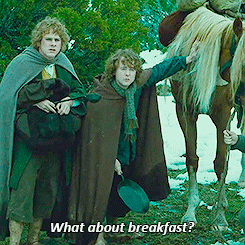 rusticmemoirs:  purplishnebula:  I don’t think he knows about second breakfast, Pip.  when it comes to food, I have the stomach of a Hobbit. 
