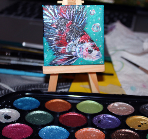 Finished a commission! A mini fish portrait for a member of a betta forum! Can’t wait to get t