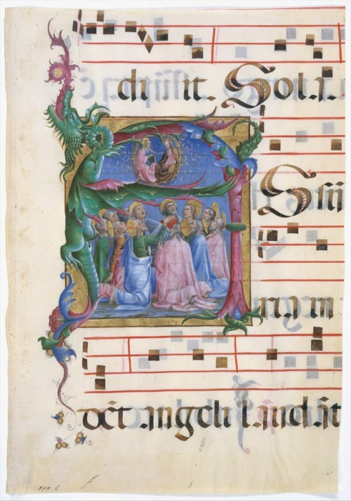 Manuscript Illumination with the Assumption of the Virgin in an Initial A, from an Antiphonary by Co